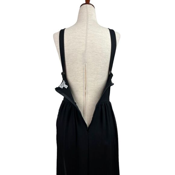 Vintage 90s J for Justify Black Deep V Mini Dress with Sheet Maxi Skirt Layered - Picture 9 of 13
